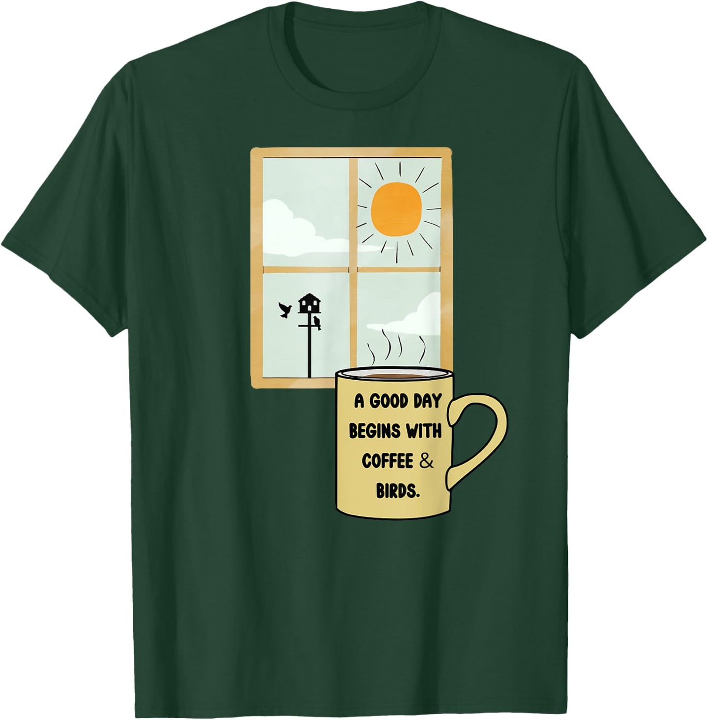 Coffee Drinker Bird Watcher Feeder Birds Nature Lover Gift T-Shirt - T-Shirt | Forest
