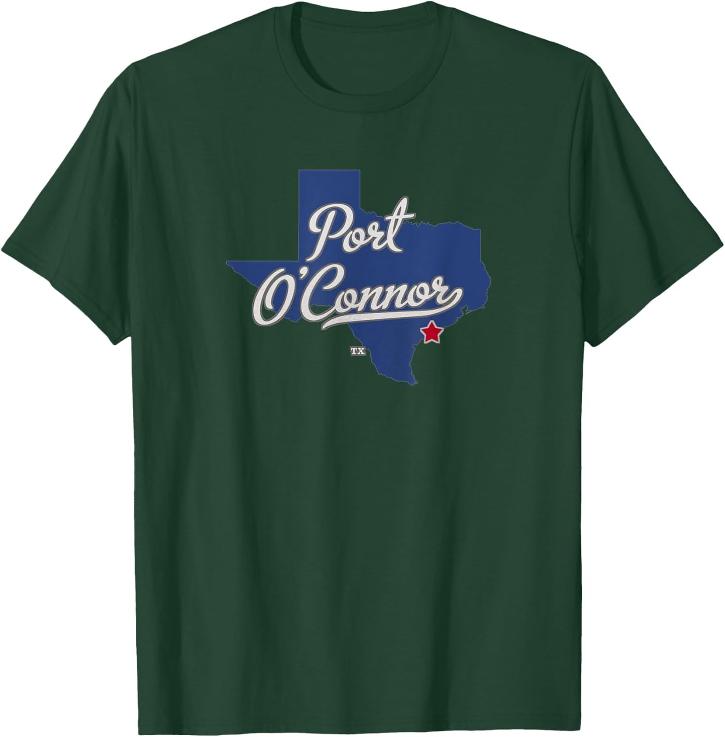 Port O'Connor Texas TX Map T-Shirt - T-Shirt | Forest