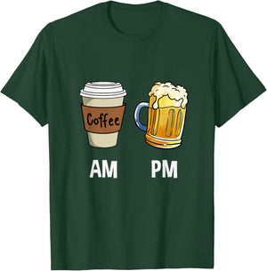 AM Coffee PM Beer T-Shirt - T-Shirt | Forest