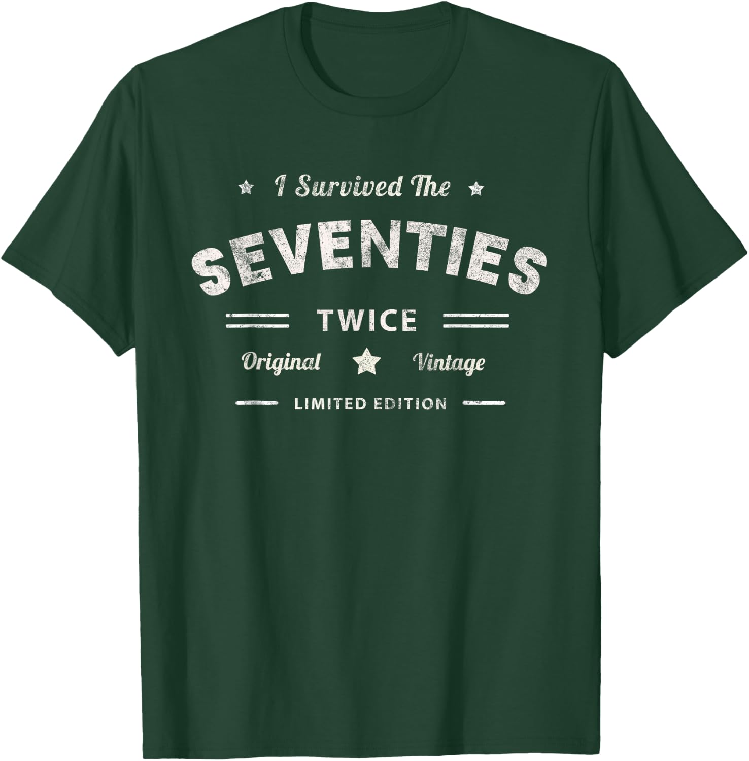 I SURVIVED The SEVENTIES Twice 80th Birthday 70s Survivor 80 T-Shirt - T-Shirt | Forest