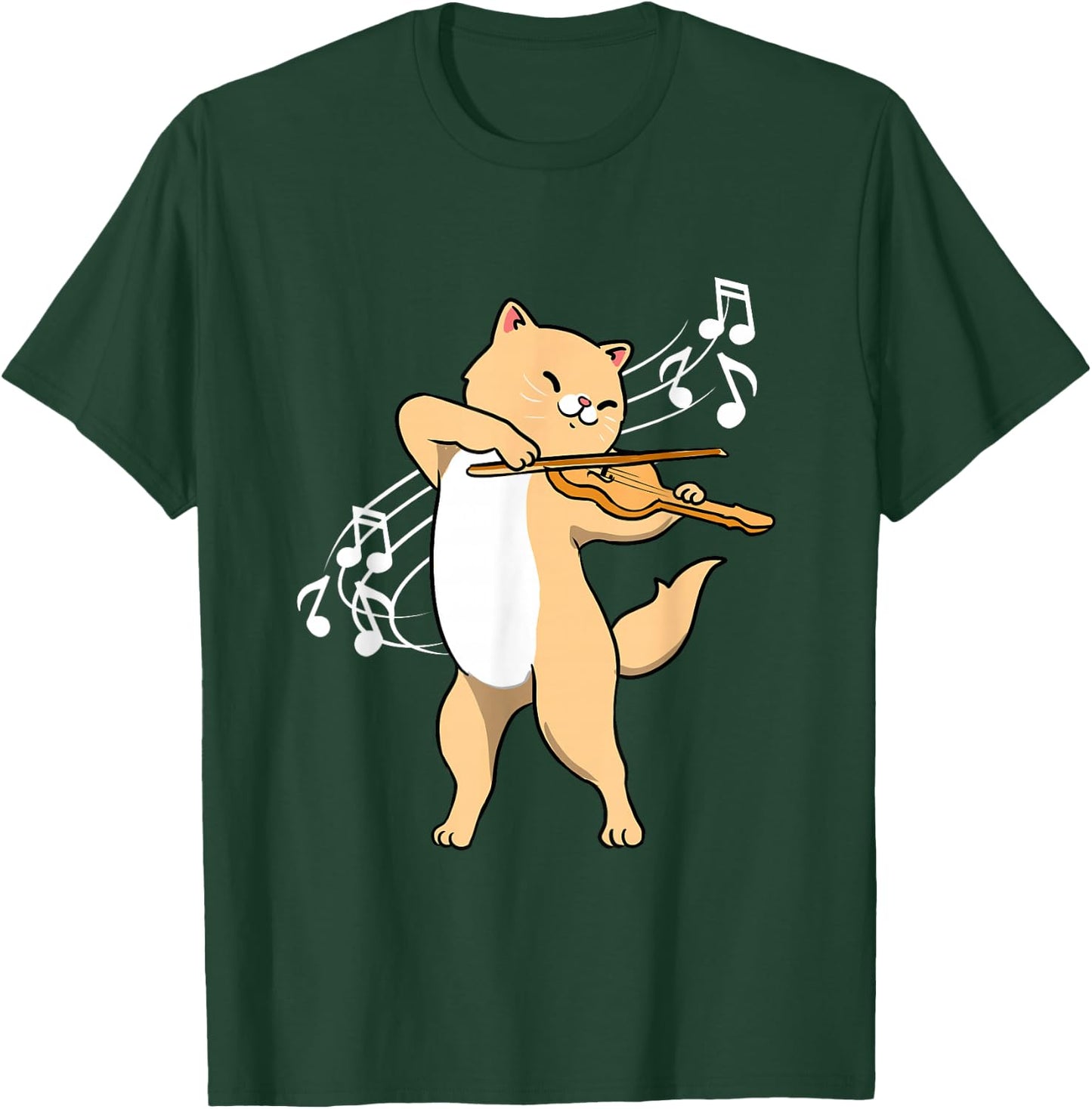 Cat Playing Violin Violinist T-Shirt - T-Shirt | Forest