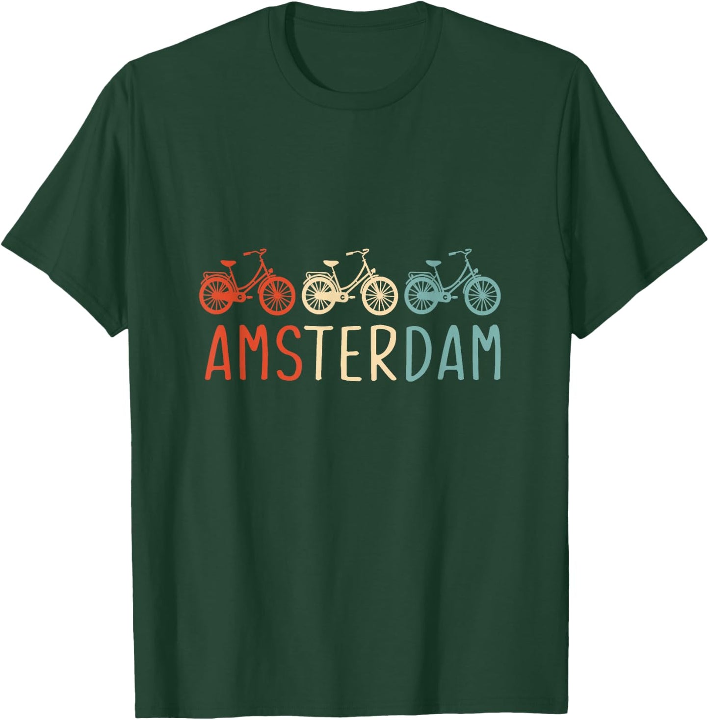Netherlands Dutch City Town Gifts Amsterdam Bike Bicycle City Retro Cycling Gift T-Shirt - T-Shirt | Forest