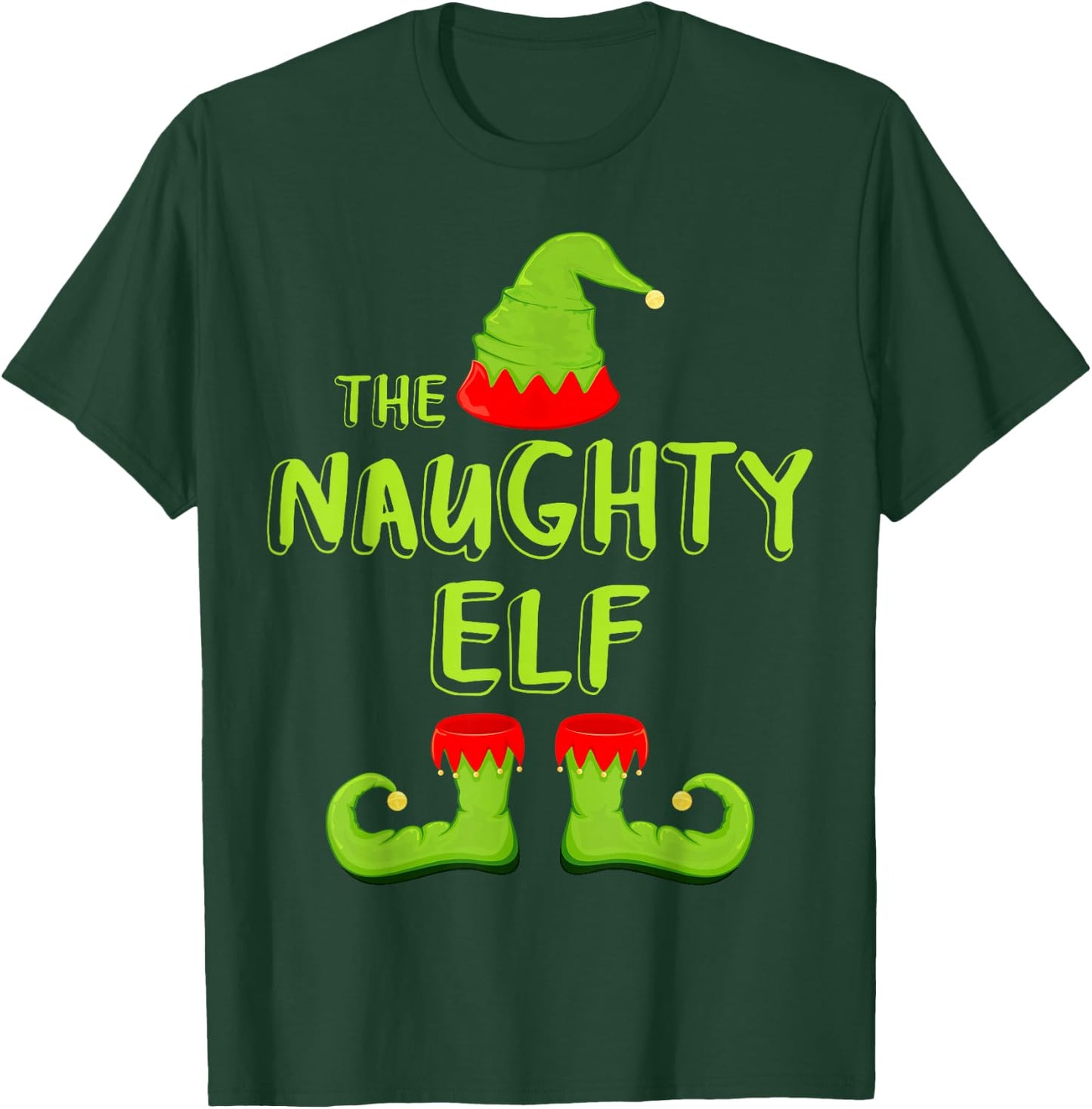 The Naughty Elf Shirt Adult Kids Matching Christmas Elf T-Shirt - T-Shirt | Forest
