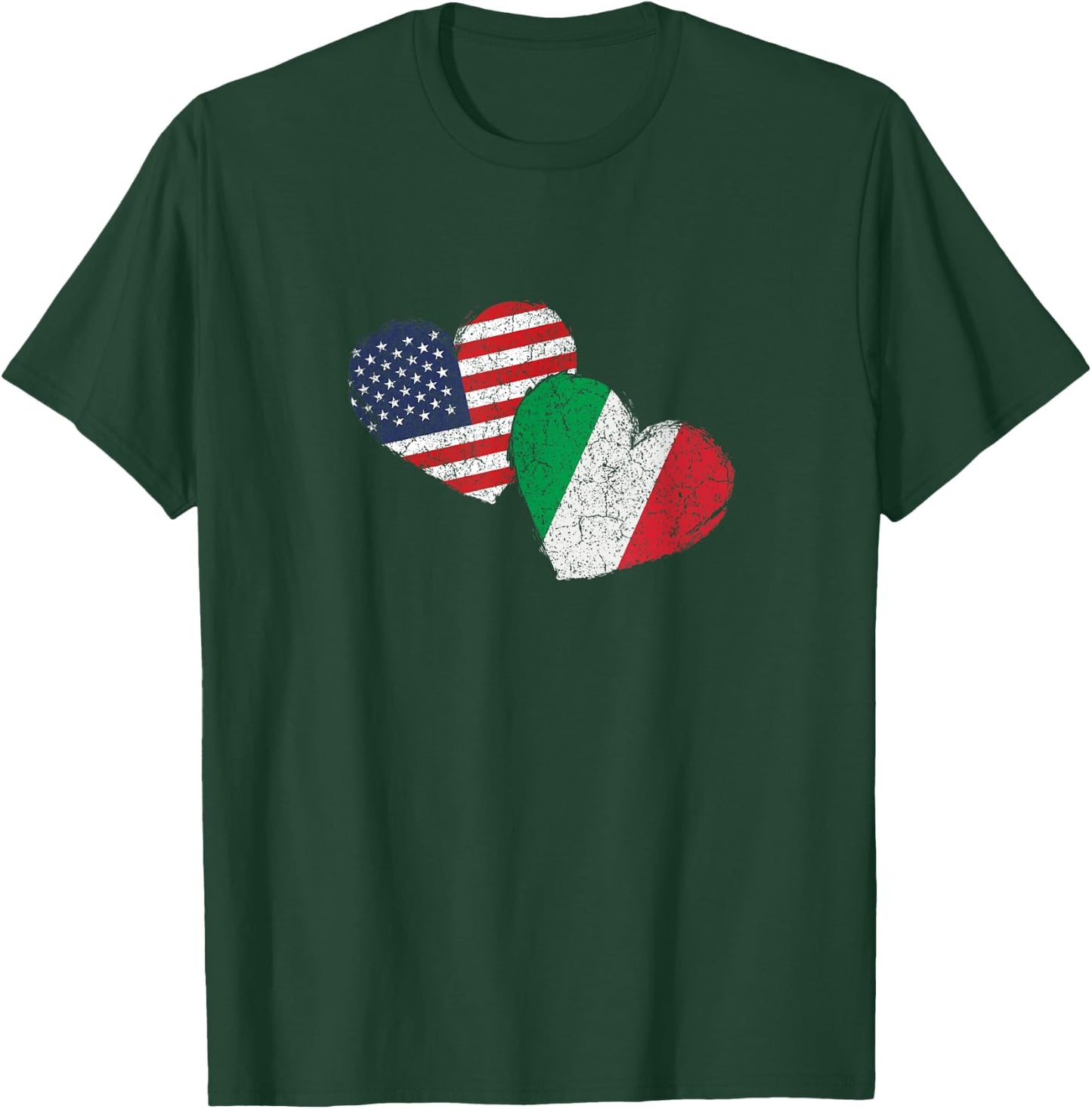 USA Italy Heart Country Flag American Italian T-Shirt - T-Shirt | Forest