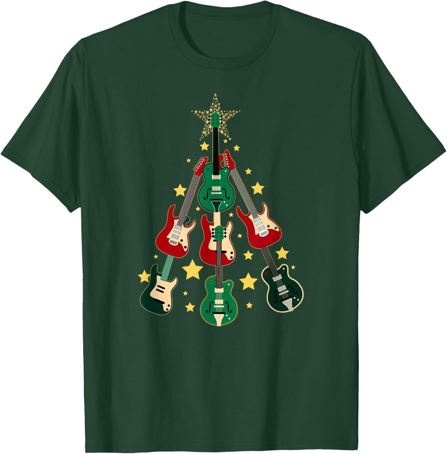 Cool Guitar Christmas Tree Guitar Lovers Christmas Tree T-Shirt - T-Shirt | Forest