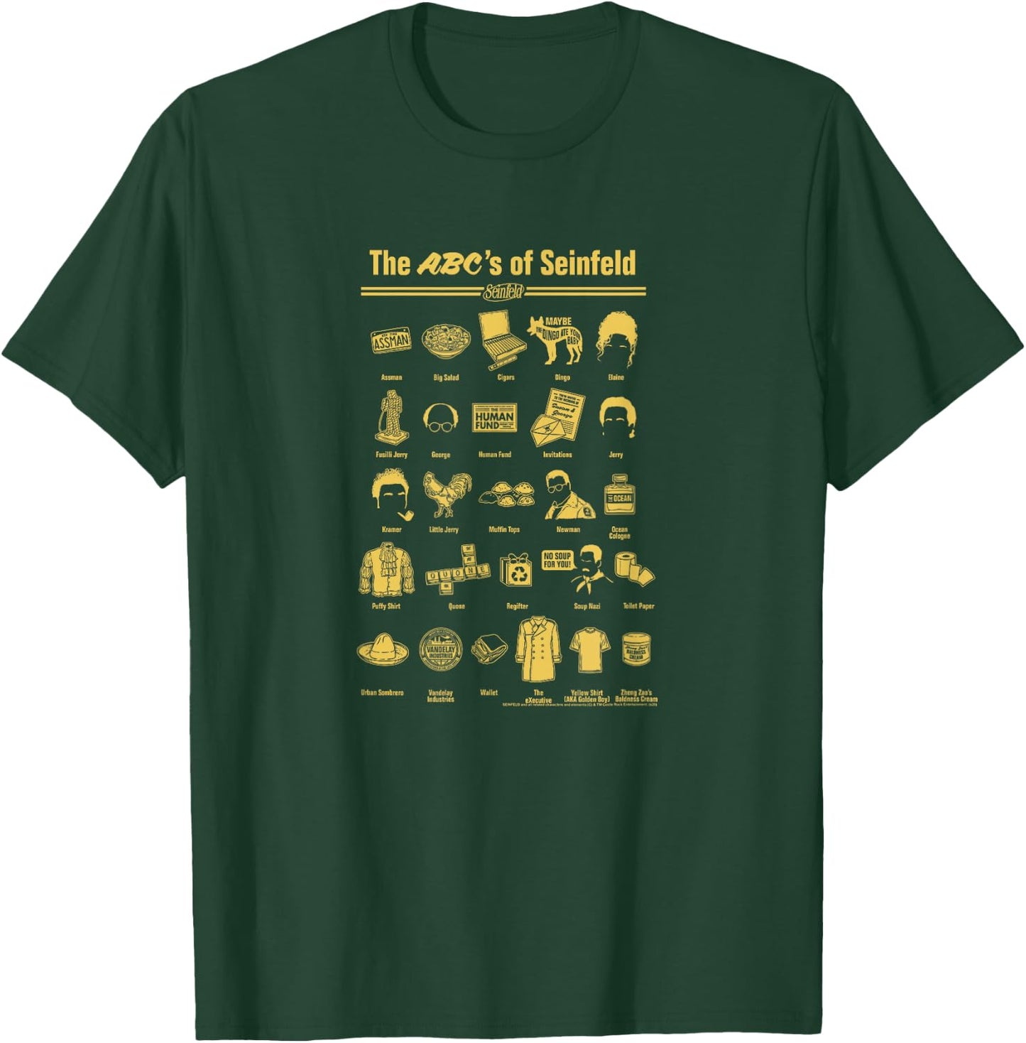 Seinfeld Group Shot The ABCs of Seinfeld Textbook T-Shirt - T-Shirt | Forest