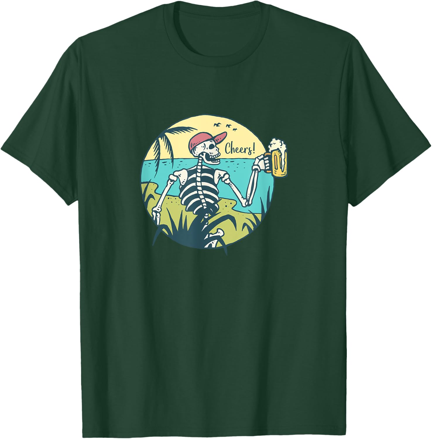 Skeleton On An Island Drinking Mug of Beer T-Shirt - T-Shirt | Forest