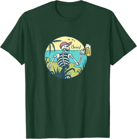 Skeleton On An Island Drinking Mug of Beer T-Shirt - T-Shirt | Forest