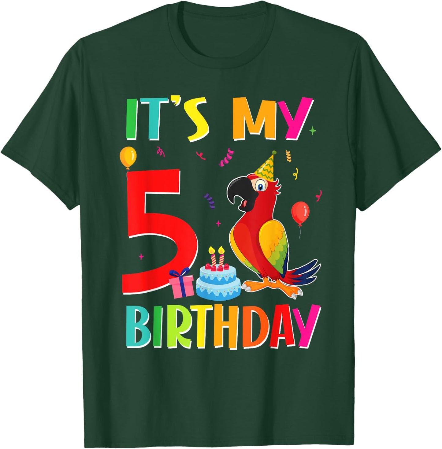 Its My 5th Birthday Parrot Bird Lover 5 Years Old T-Shirt - T-Shirt | Forest