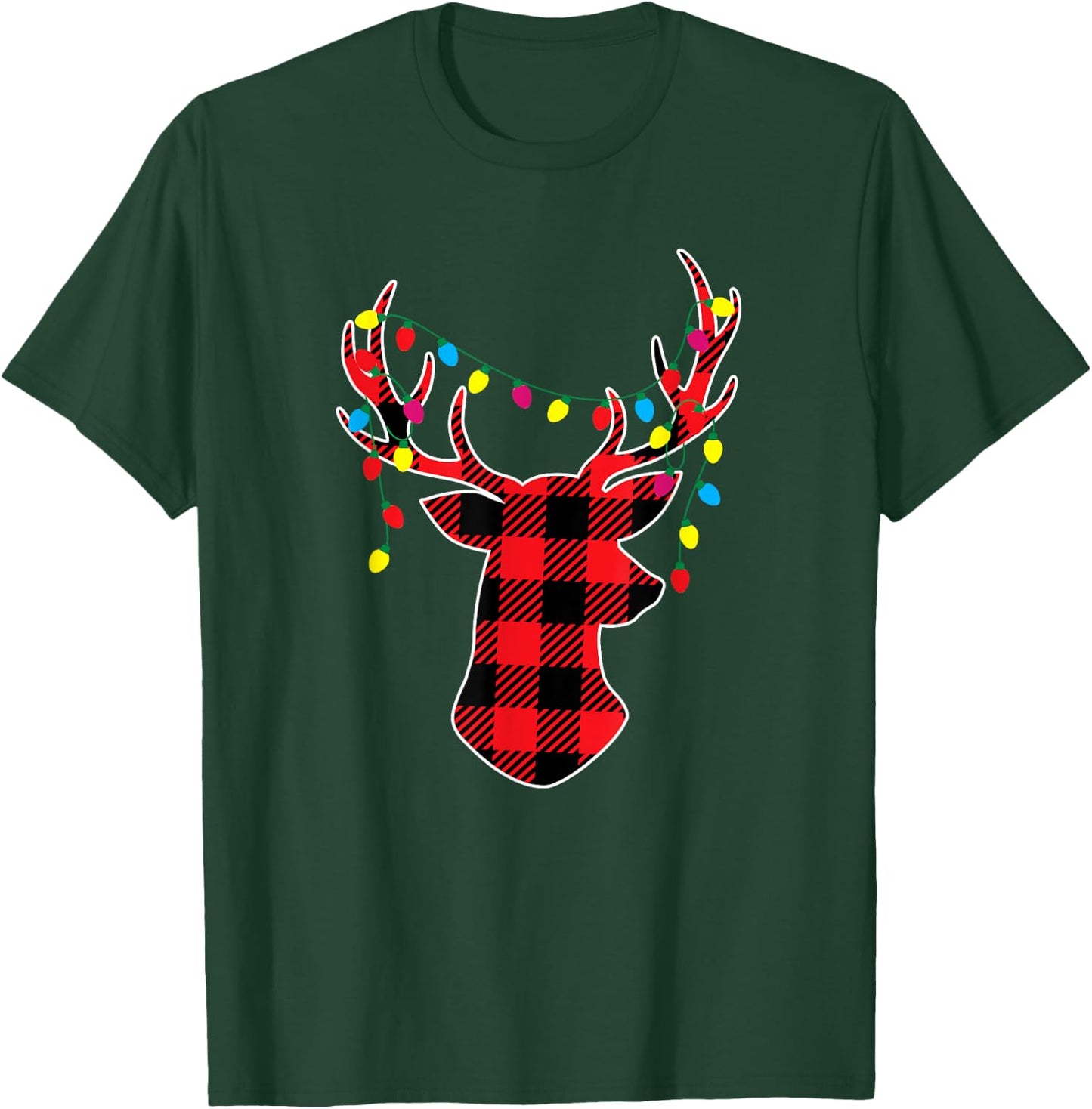 Red Black Buffalo Plaid Deer Women Men Kids T-Shirt - T-Shirt | Forest