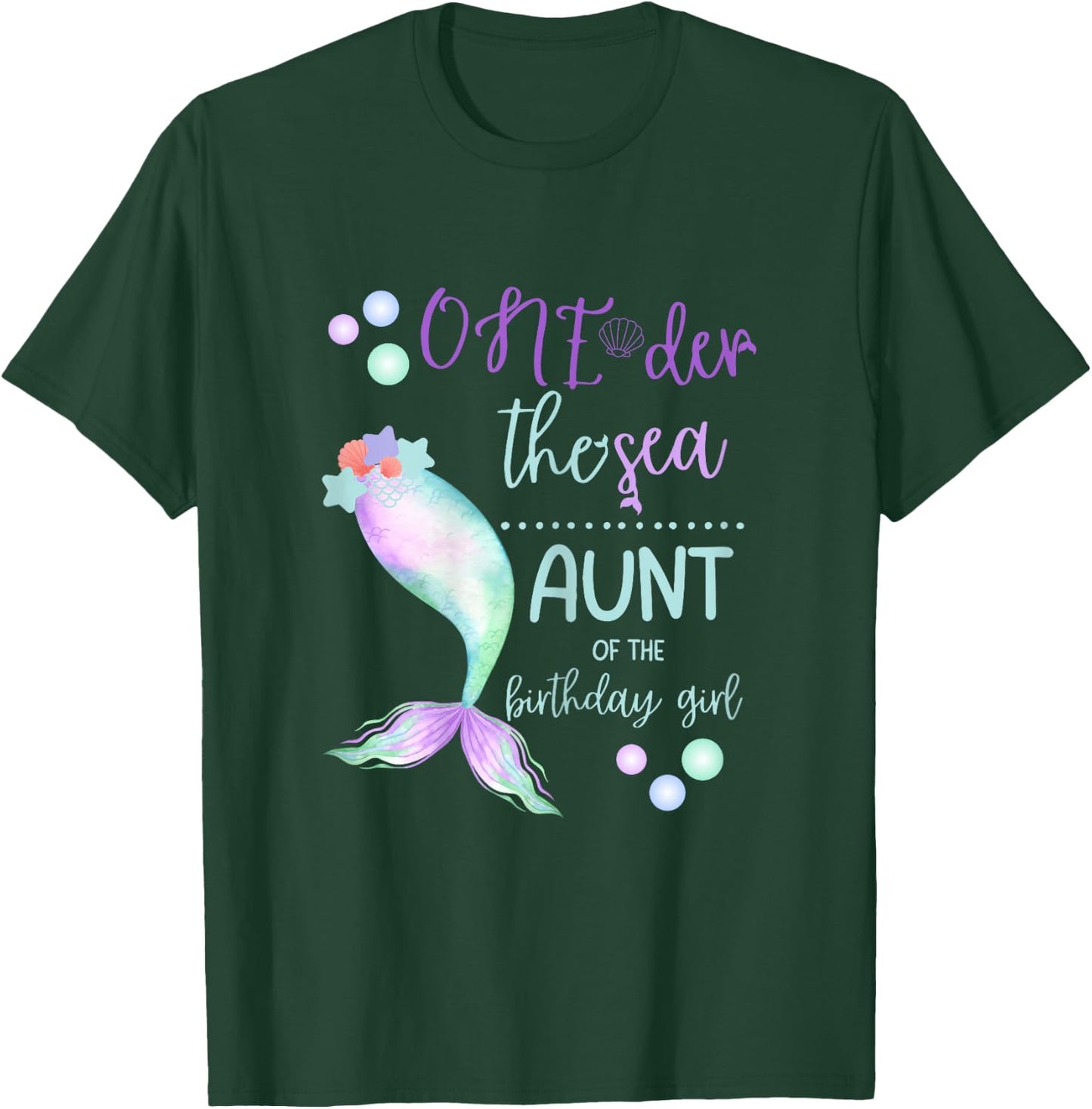 Aunt 1st Birthday Mermaid Oneder The Sea Family Matching T-Shirt - T-Shirt | Forest