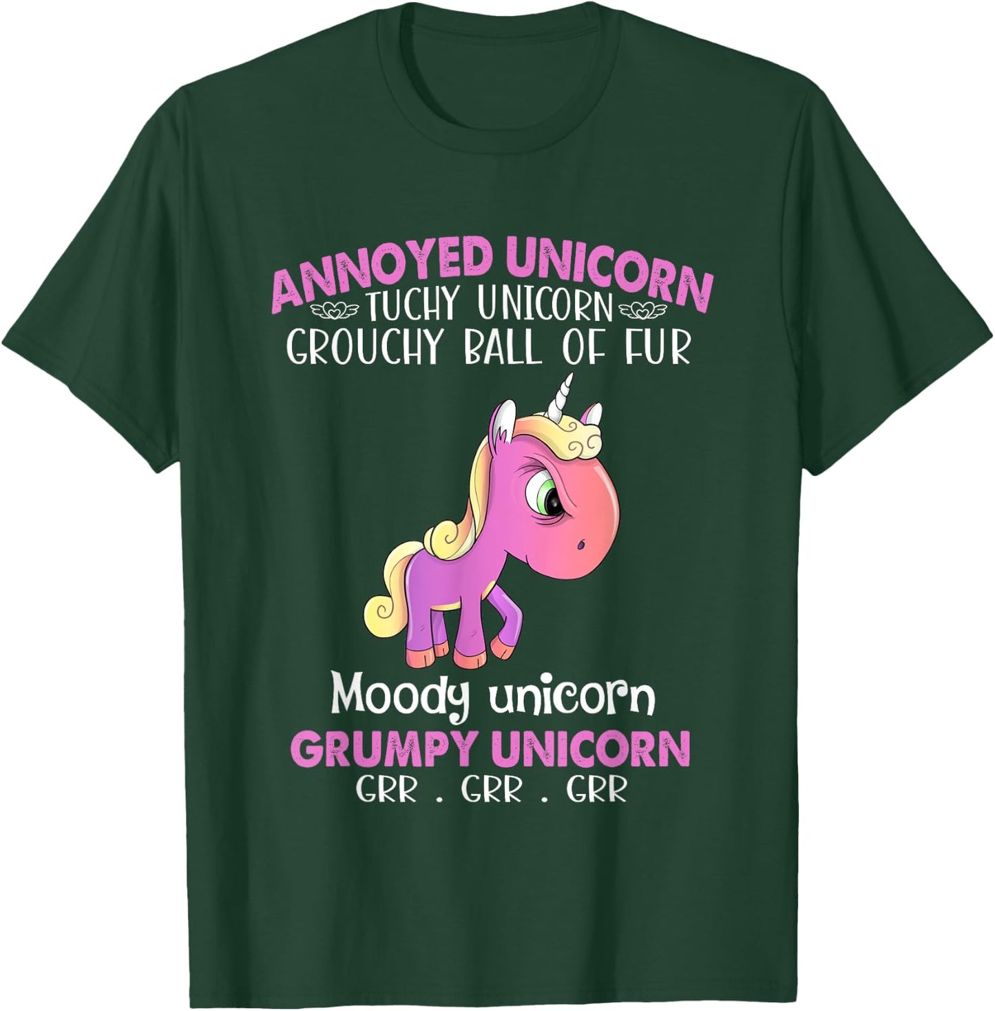 Annoyed Unicorn Touchy Unicorn Grouchy Ball Of Fur Moody T-Shirt - T-Shirt | Forest