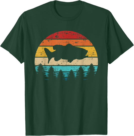 Bass Fishing fish vintage retro T-Shirt - T-Shirt | Forest