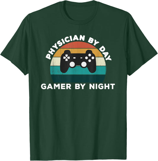 Funny Physician By Day Gamer By Night Dr Video Game Lover T-Shirt - T-Shirt | Forest