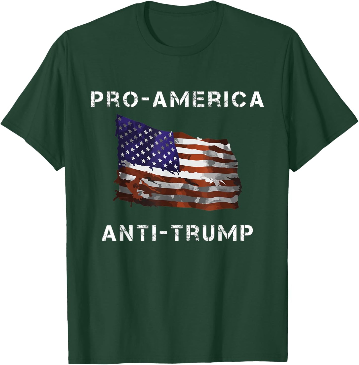Pro-America Anti-Trump American USA Flag Men T-Shirt - T-Shirt | Forest