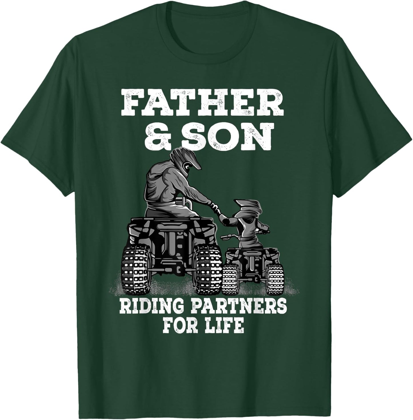 Quad Bike - Father and Son Riding Partners For Life ATV Gift T-Shirt - T-Shirt | Forest