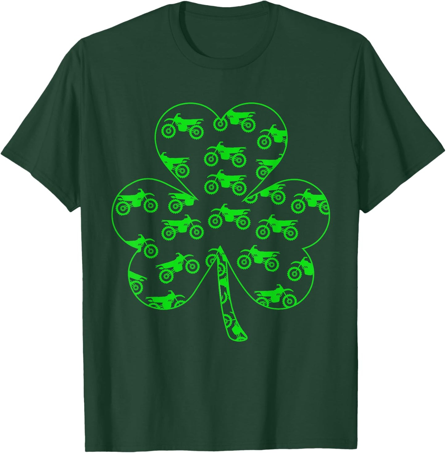 Dirt Bikes Inside Shamrock St. Patrick's Day Biker Lover T-Shirt - T-Shirt | Forest