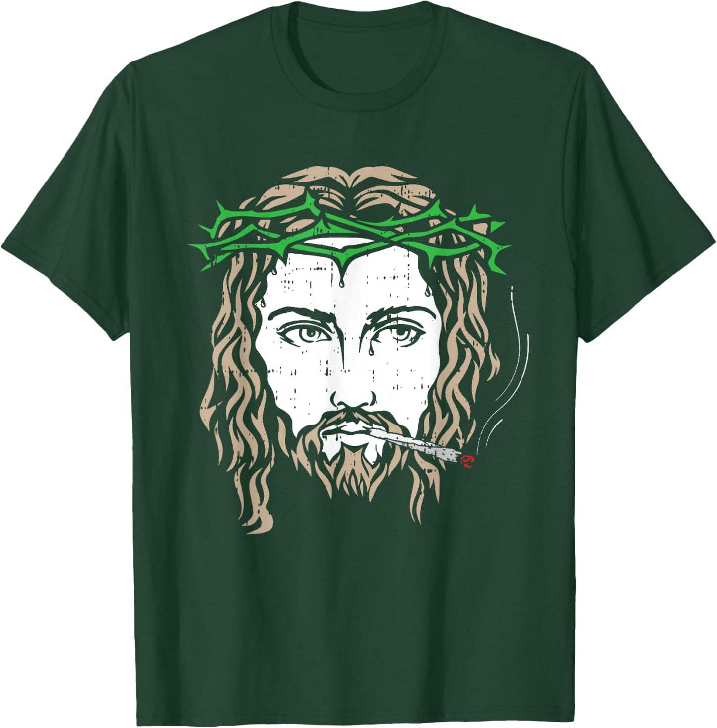 Jesus Smoking Joint Weed Blunt Christian Cool Stoner Gifts T-Shirt - T-Shirt | Forest