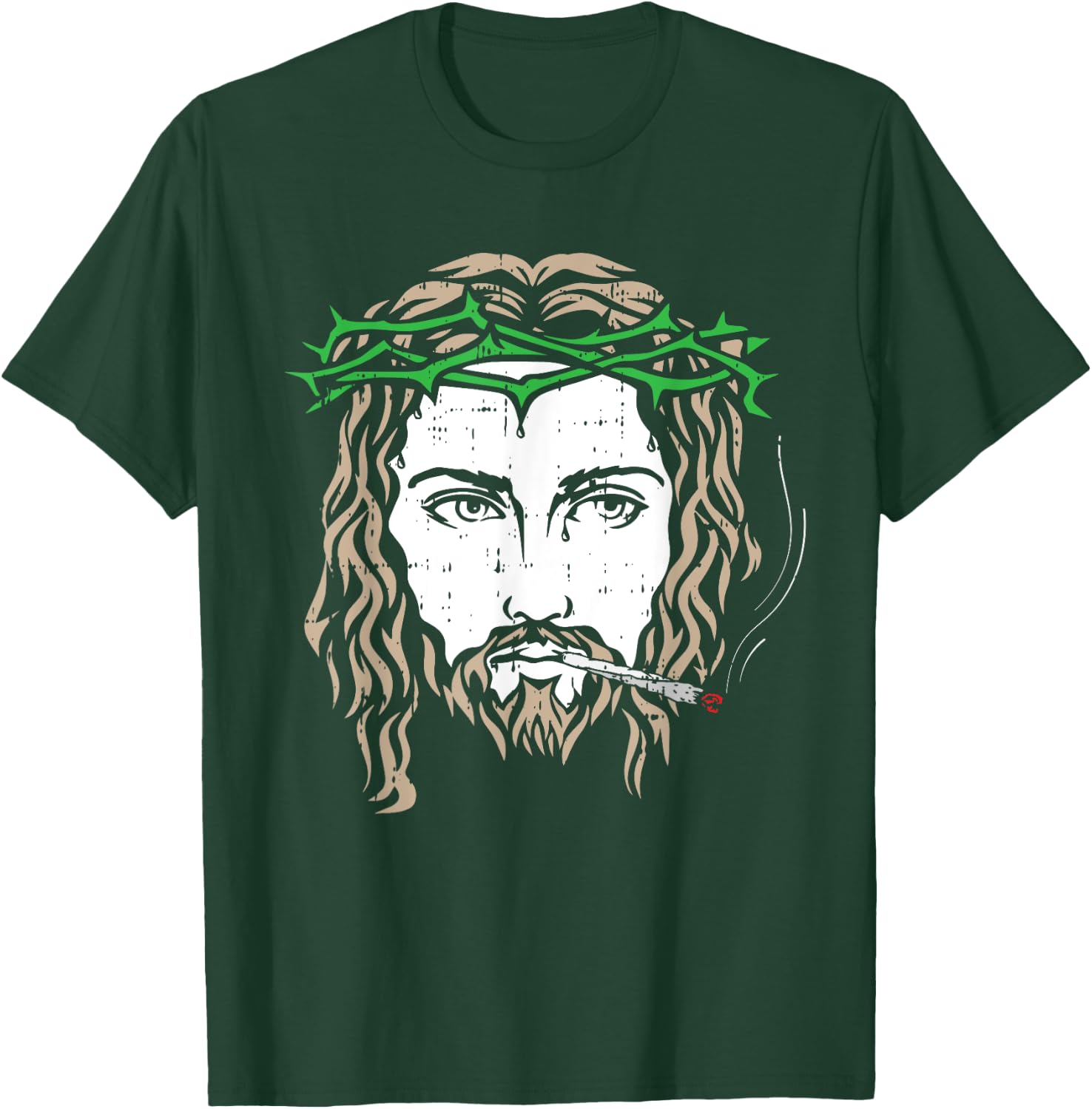 Jesus Smoking Joint Weed Blunt Christian Cool Stoner Gifts T-Shirt - T-Shirt | Forest