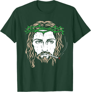 Jesus Smoking Joint Weed Blunt Christian Cool Stoner Gifts T-Shirt - T-Shirt | Forest