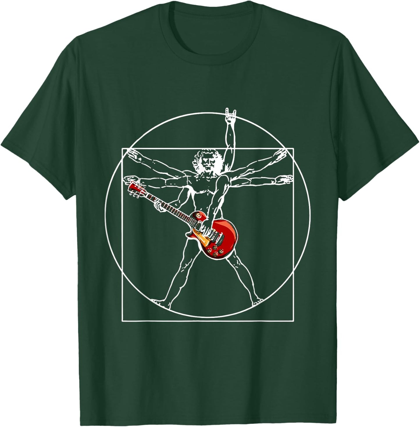 Electric guitar guitarist as Vitruvian man T-Shirt - T-Shirt | Forest