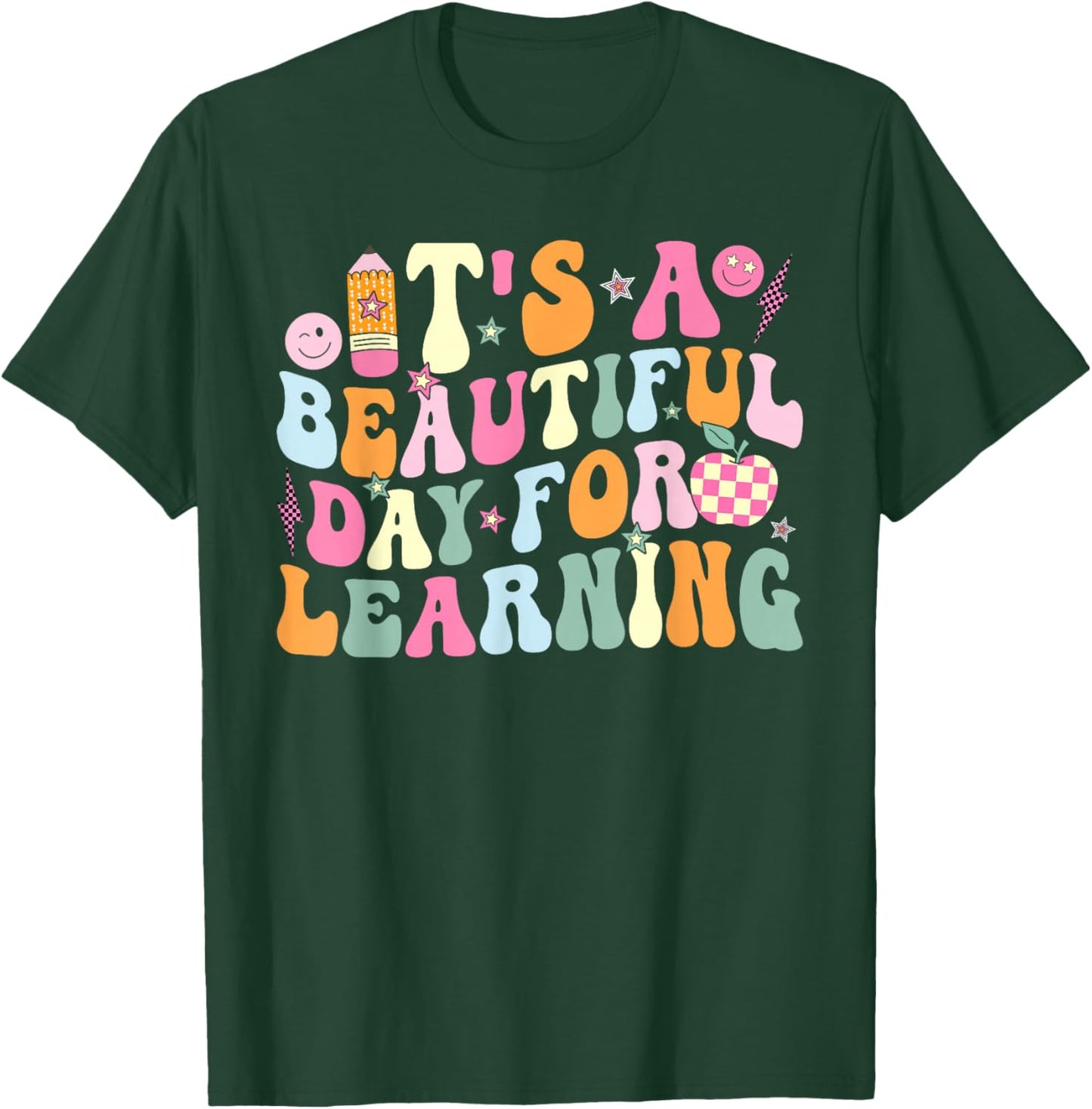 It's Beautiful-Day For Learning Retro Teacher Students Women T-Shirt - T-Shirt | Forest