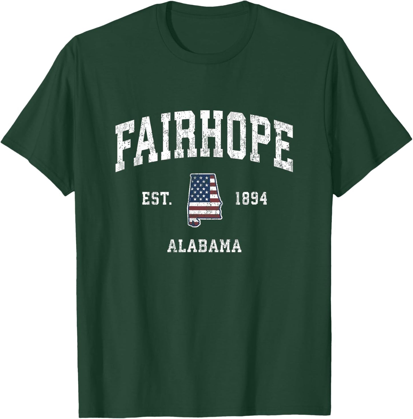 Fairhope Alabama AL Vintage American Flag Sports Design T-Shirt - T-Shirt | Forest