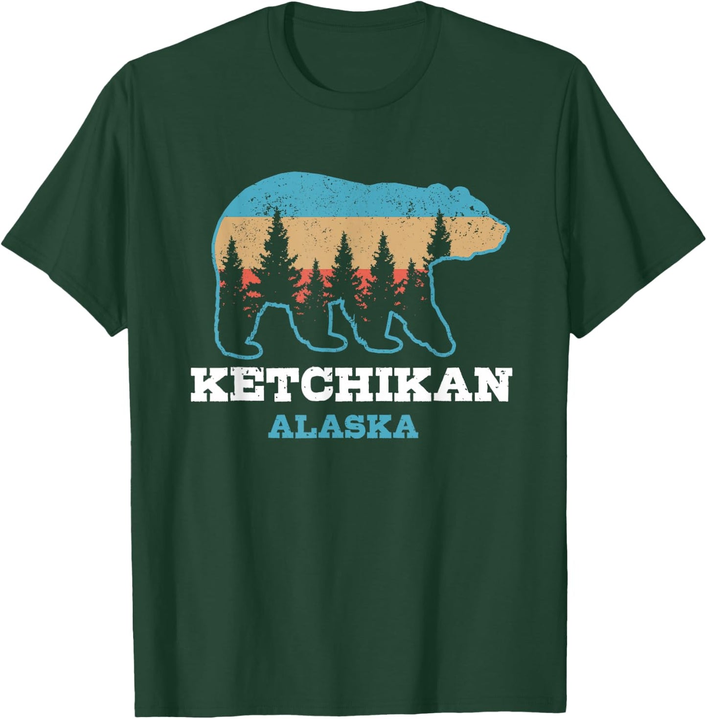 Ketchikan Alaska Vintage Grizzly Bear Nature Souvenir Gift T-Shirt - T-Shirt | Forest