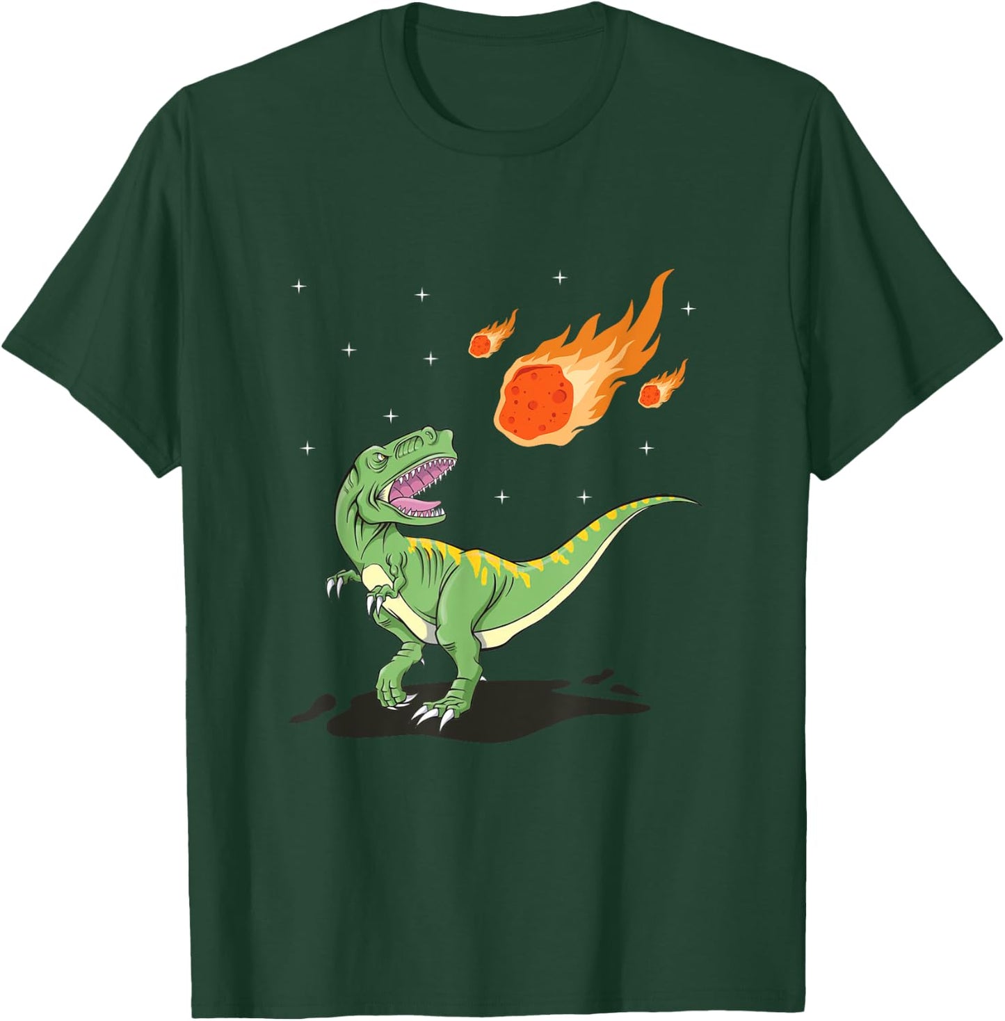 Dinosaur Meteorite Comet Meteor Shower Tyrannosaurus T-Shirt - T-Shirt | Forest