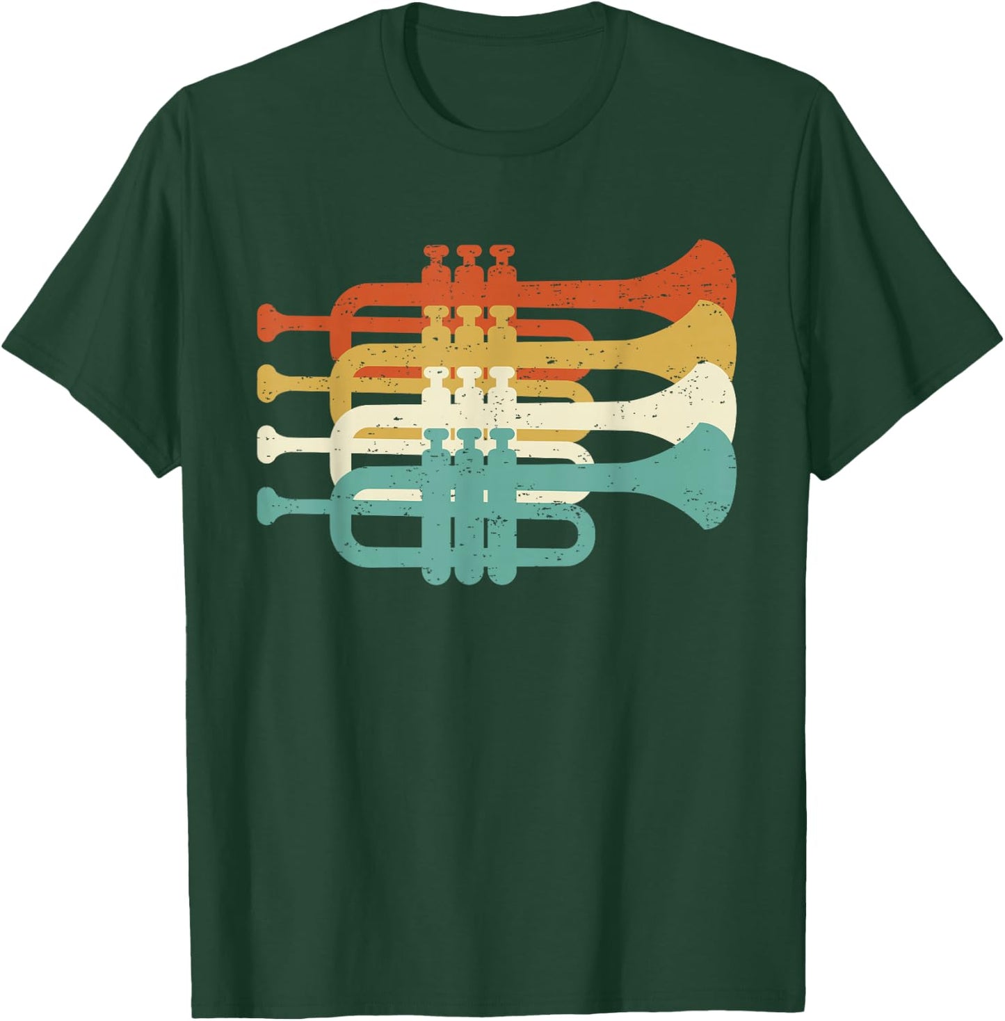 Vintage Marching Band Trumpet Player Retro Design Trumpeter T-Shirt - T-Shirt | Forest