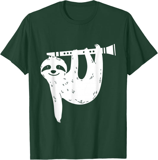Sloth Musician Gift Clarinet T-Shirt - T-Shirt | Forest