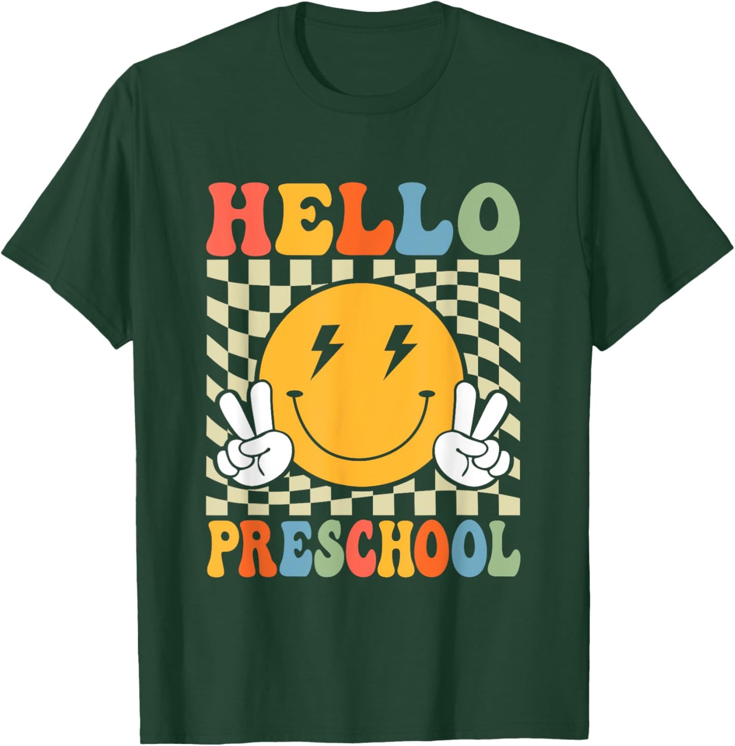 First Day Hello Preschool Teacher Boy Girl Back To School T-Shirt - T-Shirt | Forest