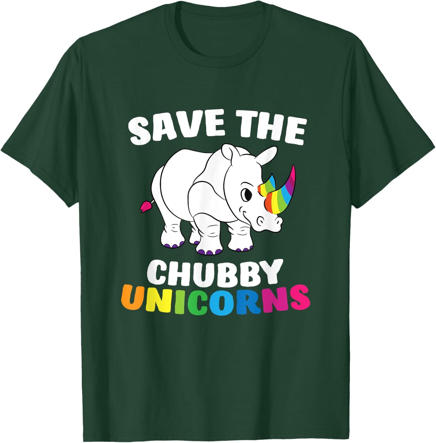 Save The Chubby Unicorns Funny Unicorn Rhino T-Shirt - T-Shirt | Forest