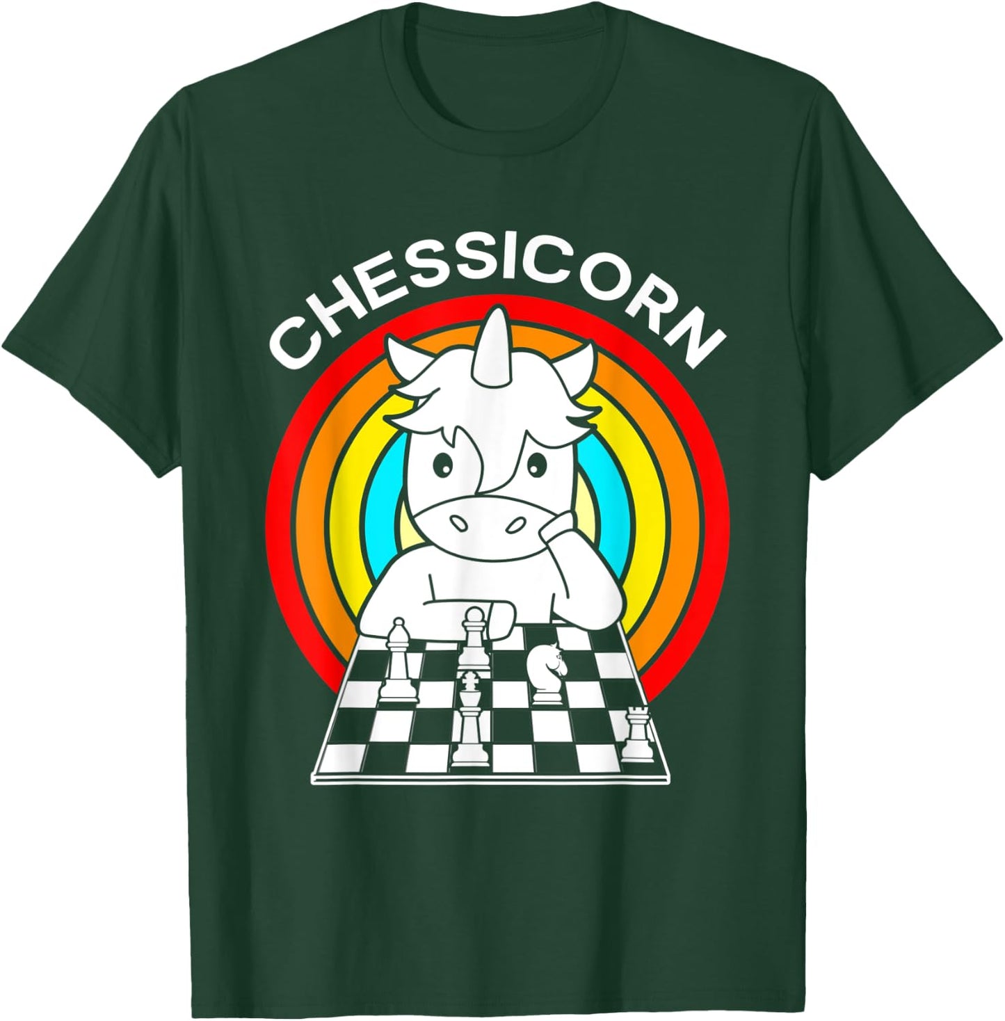 Funny Chess Players Rainbow Unicorn Chess Chessicorn T-Shirt - T-Shirt | Forest