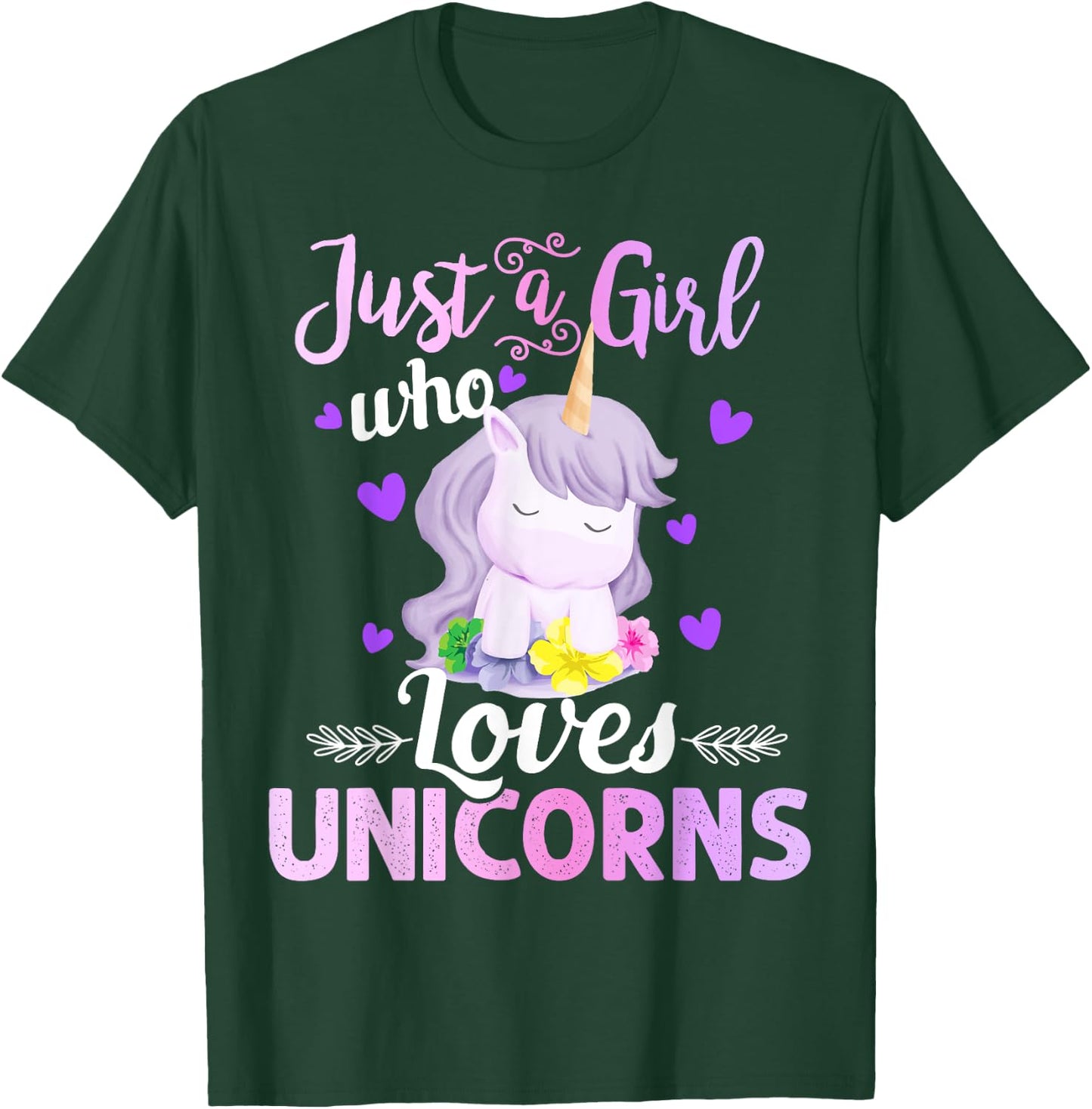 Cute Unicorn Lover Gifts - Just a Girl Who Loves Unicorns T-Shirt - T-Shirt | Forest