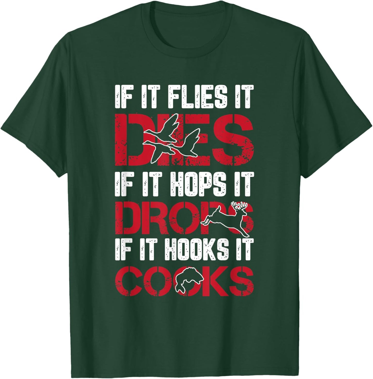 Hunting Shooting Fishing Duck Deer Fish Funny Hunter Gifts T-Shirt - T-Shirt | Forest