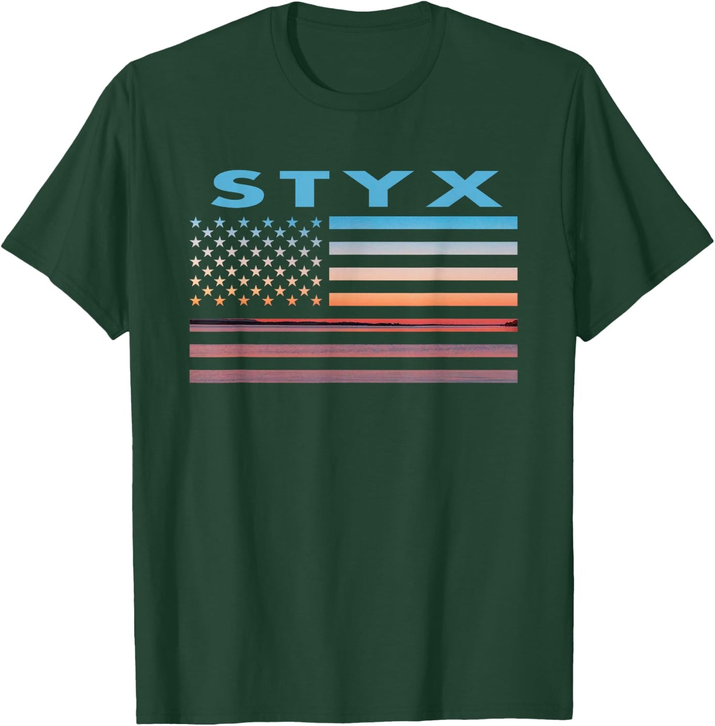 Vintage Sunset American Flag Styx, Texas T-Shirt - T-Shirt | Forest