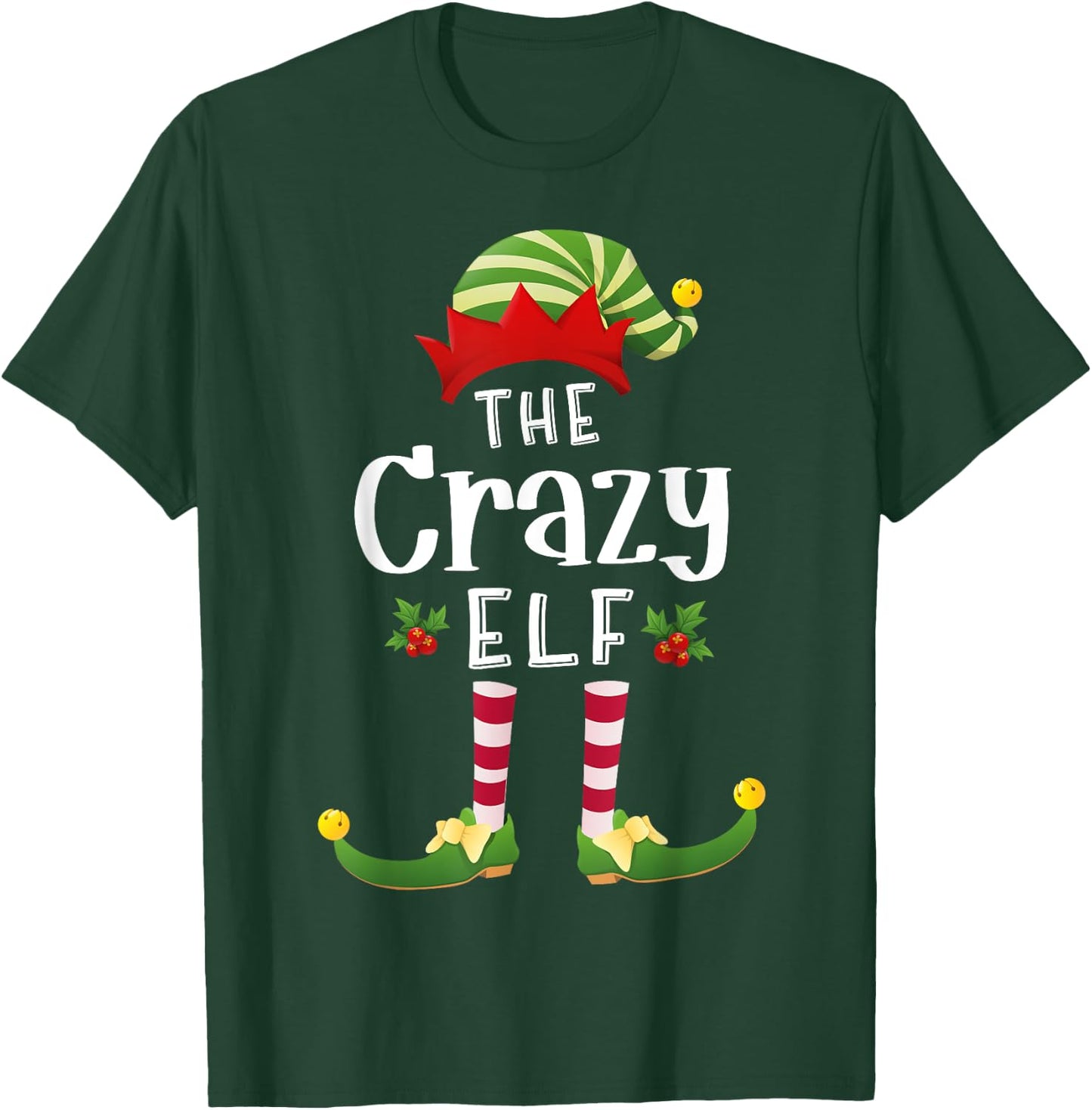 Crazy Christmas Elf Matching Pajama X-Mas Party T-Shirt - T-Shirt | Forest