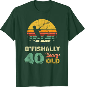 40 Years Old Fishing Gift 40th Birthday Cool Forty Year Old T-Shirt - T-Shirt | Forest