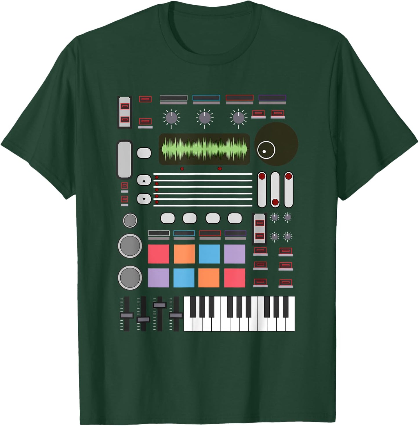 Cute Electronic Musician Lover Synthesizer Designs -Adults Kids Black Small Music Producer Artist Gift Women Beat Makers T-Shirt - T-Shirt | Forest