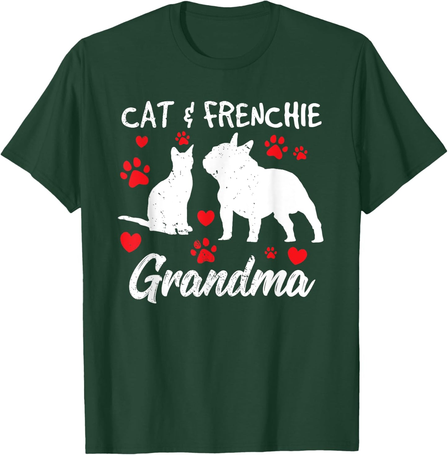 Cat and French Bulldog Grandma Frenchie Dog Grandmother Cute Women T-Shirt - T-Shirt | Forest