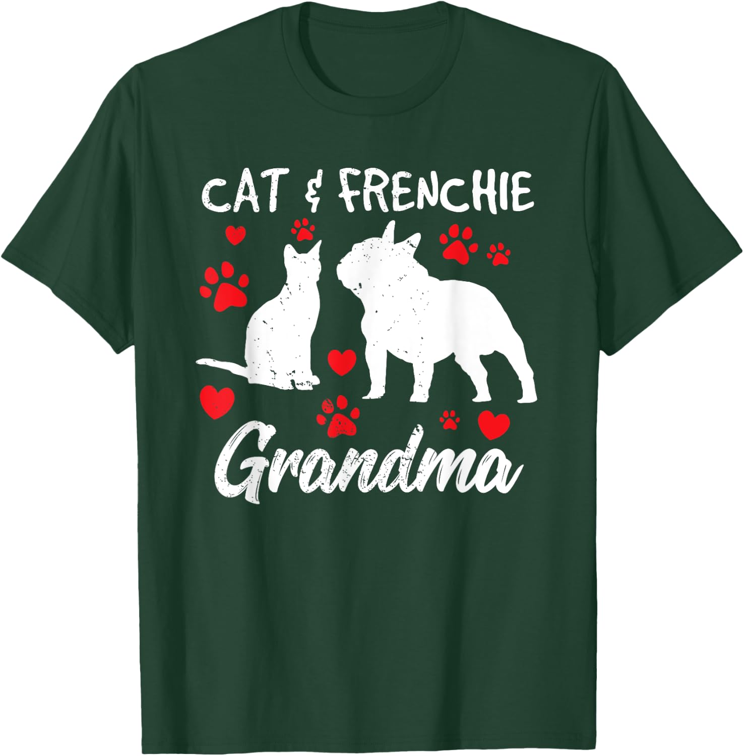 Cat and French Bulldog Grandma Frenchie Dog Grandmother Cute Women T-Shirt - T-Shirt | Forest