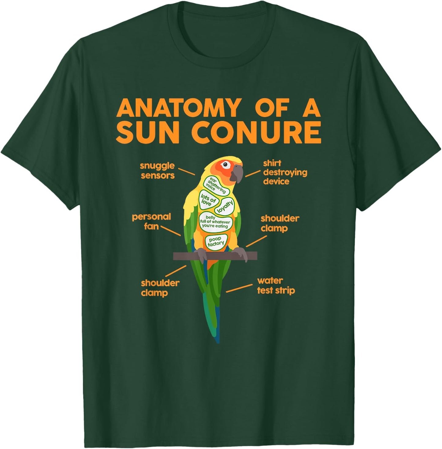 Funny Sun Conure Bird Lover Parrot Animals Pet Owner Gifts T-Shirt - T-Shirt | Forest