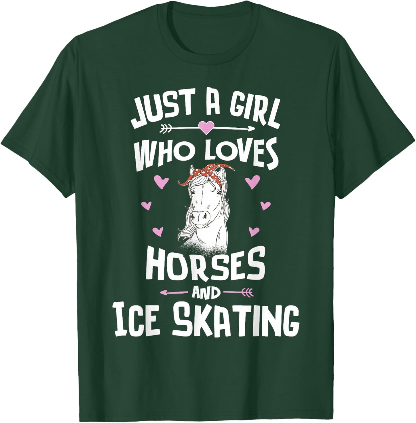 Horses And Ice Skating Gifts for Girls Women T-Shirt - T-Shirt | Forest