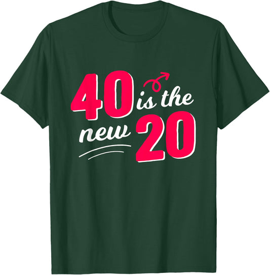 40 Is The New 20 40th Birthday Born 1980 40 Years Old Gift T-Shirt - T-Shirt | Forest