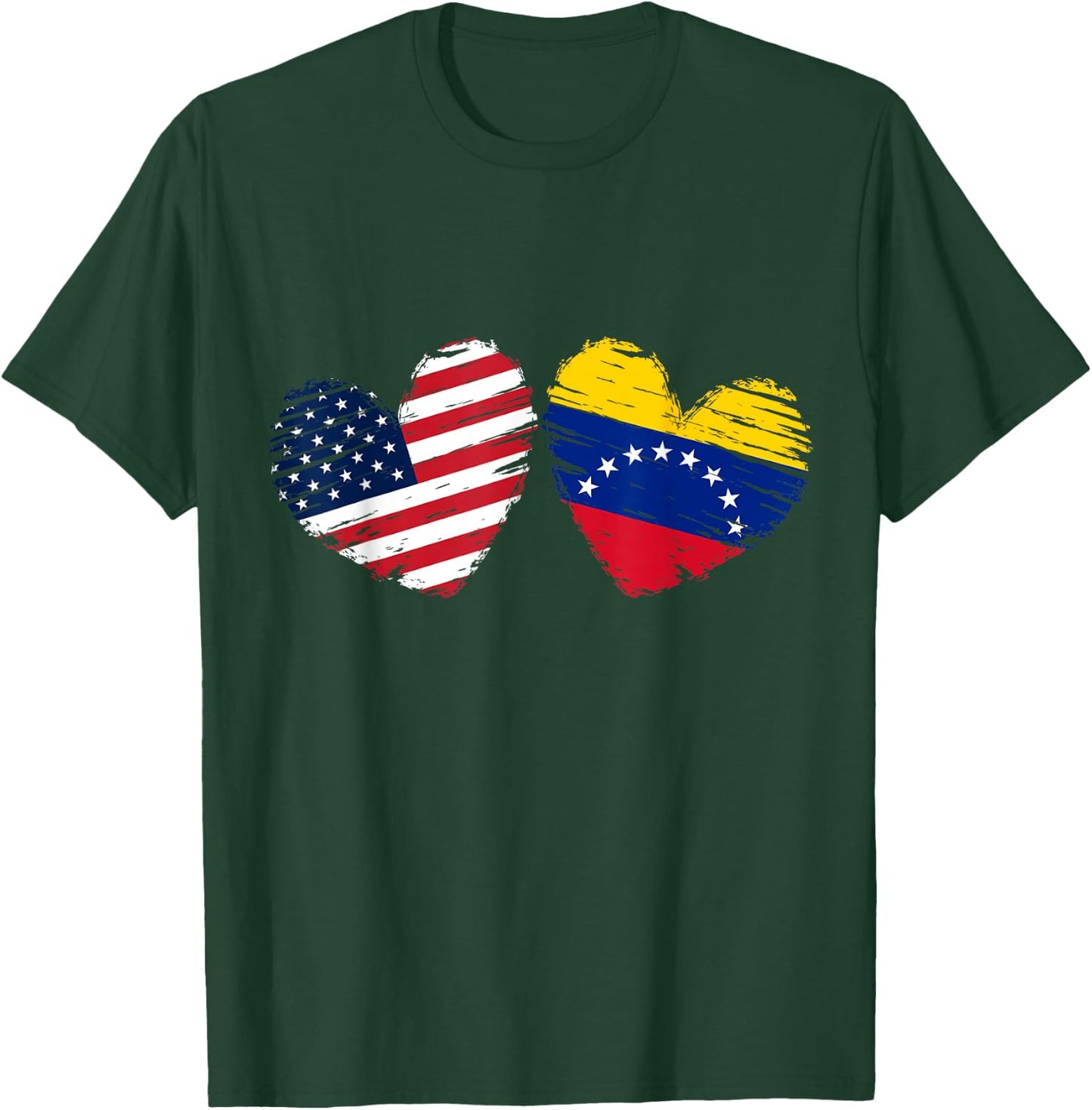 USA Venezuela Flag Heart Valentines Day Venezuelan American T-Shirt - T-Shirt | Forest