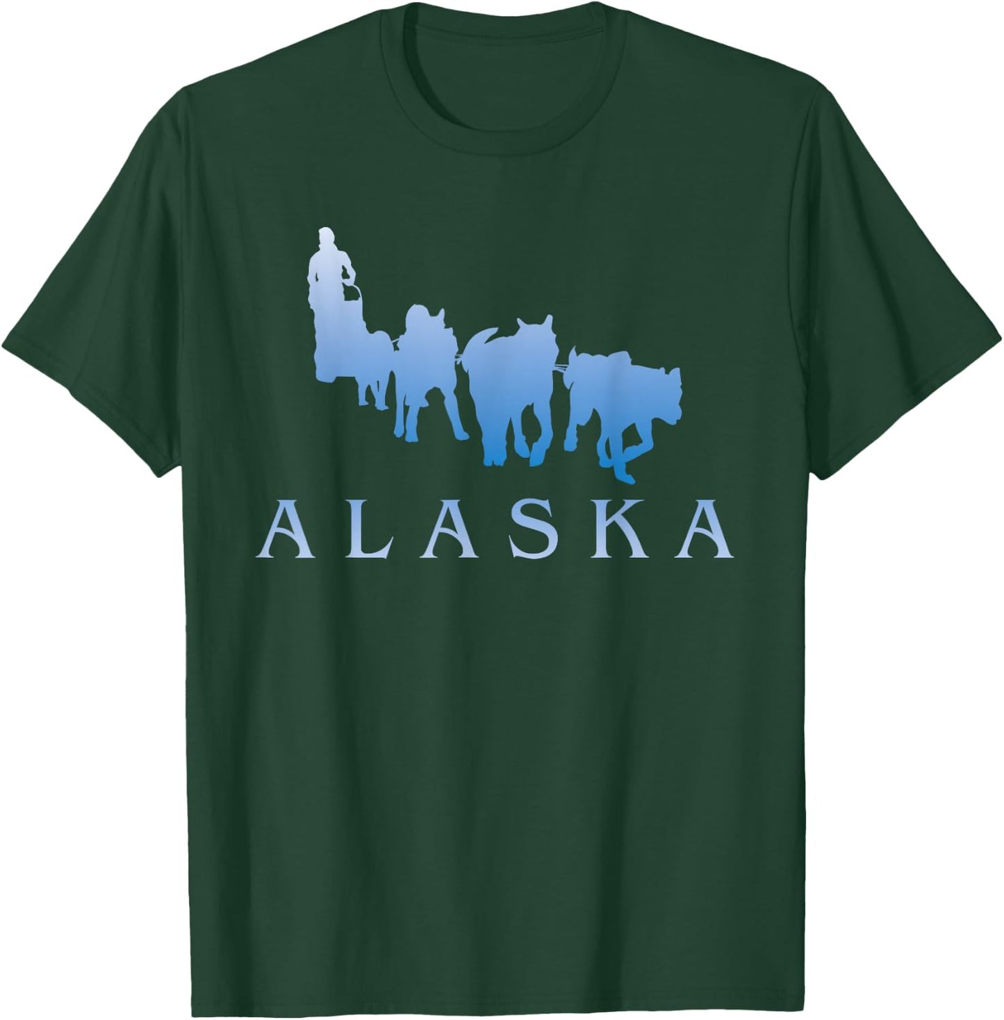 Alaska Sled Dogs Mushing Team Snow Sledding Mountain Scene T-Shirt - T-Shirt | Forest
