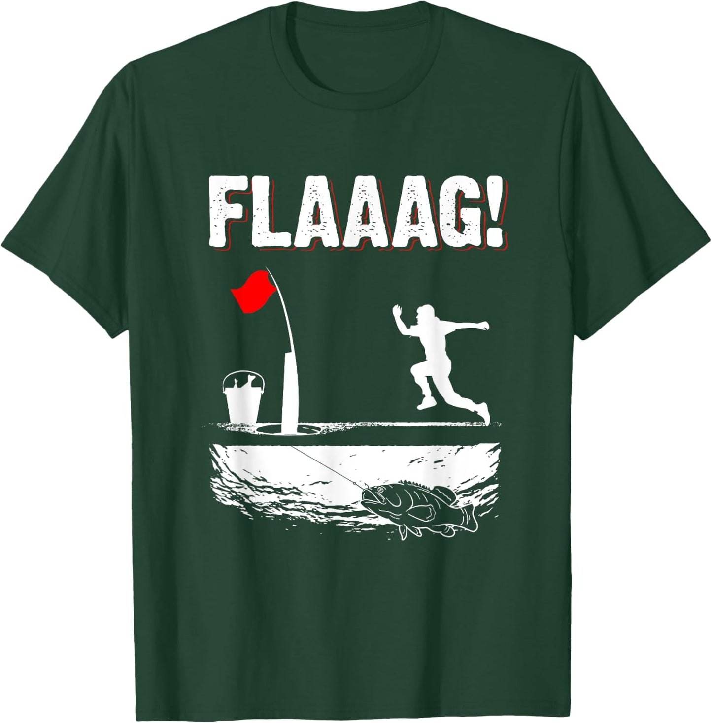 Ice Fishing Tip Up Flag Run for Ice Fishing Flag Men T-Shirt - T-Shirt | Forest
