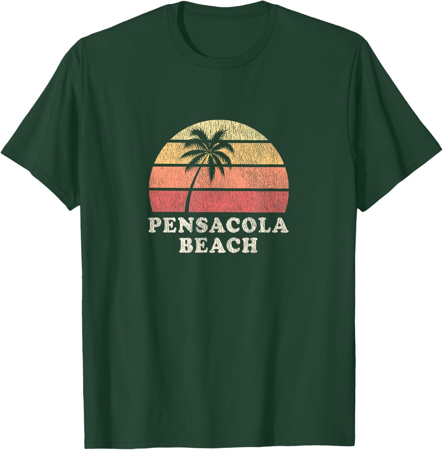 Pensacola Beach FL Vintage 70s Retro Throwback Design Men Women Girls Kids T-Shirt - T-Shirt | Forest