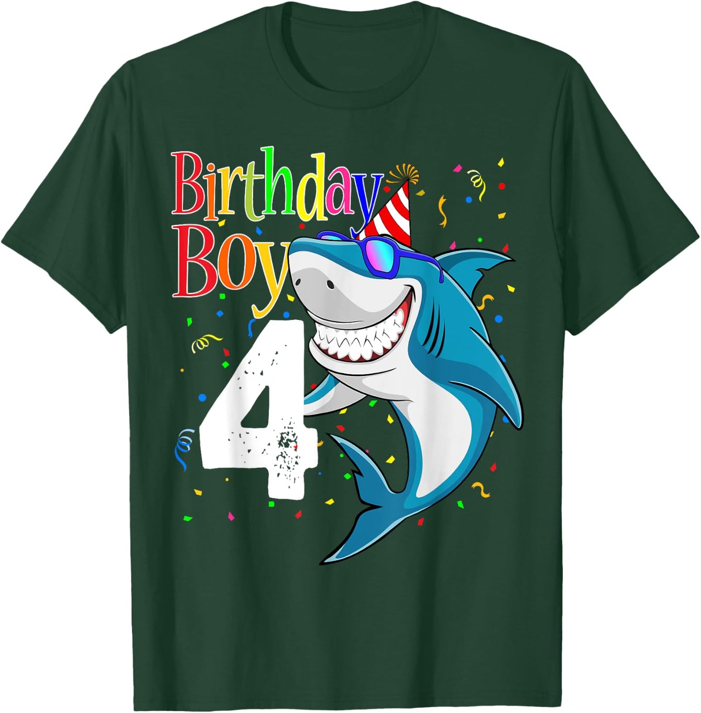 Kids 4th Birthday Boy Shark Shirts 4 Jaw-Some Four Boys T-Shirt - T-Shirt | Forest